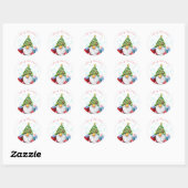 Autocollant cadeau Casquette Gnome avec sapin de N (Feuille)