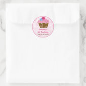Autocollant cadeau d'anniversaire de Cupcake rose (Sac)