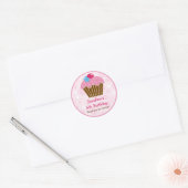 Autocollant cadeau d'anniversaire de Cupcake rose (Enveloppe)