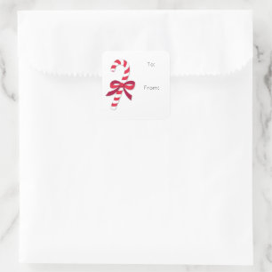 Autocollant cadeau de fête de canne à canne