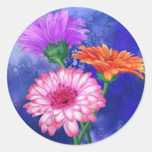 Autocollant Cadeau de Gerberas Colorées