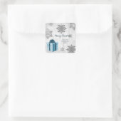 Autocollant cadeau de Noël bleu (Sac)