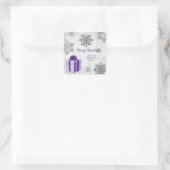 Autocollant cadeau de Noël pourpre (Sac)