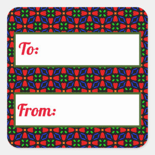 Autocollant cadeau de Noël rouge et vert
