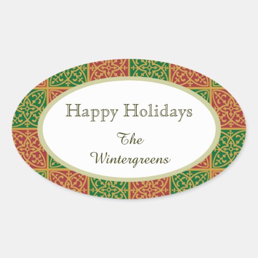 Autocollant cadeau Elegant Rouge et Vert Motif per (Devant)