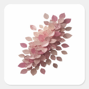 Autocollant Cadeau FEUILLES ROSES Argent Vibrant