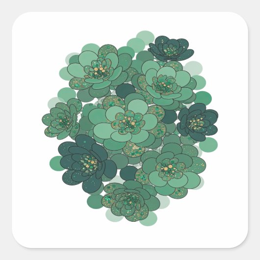 Autocollant Cadeau FLORAL Vert Tendance (Devant)