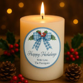 Autocollant cadeau Joyeuses Fêtes à Nœud Gingham B