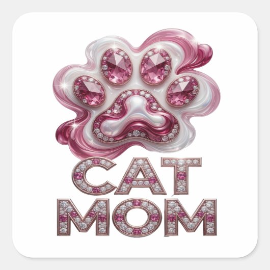 Autocollant Cadeau Original MAMAN CHAT Rose (Devant)