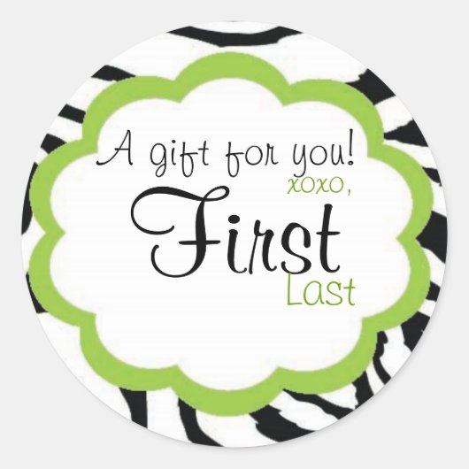 Autocollant cadeau personnalisé Funky Zebra (Devant)