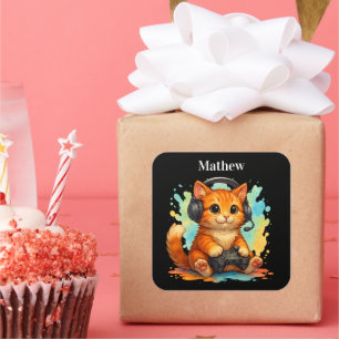 Autocollant cadeau pour joueur de chat mignon