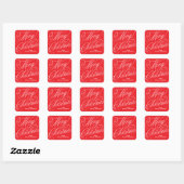 autocollant cadeau rouge classique écriture Joyeux (Feuille)