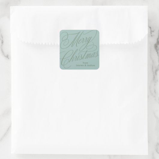autocollant cadeau vert bleu écriture joyeux noël (Sac)