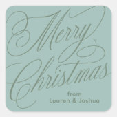 autocollant cadeau vert bleu écriture joyeux noël (Devant)