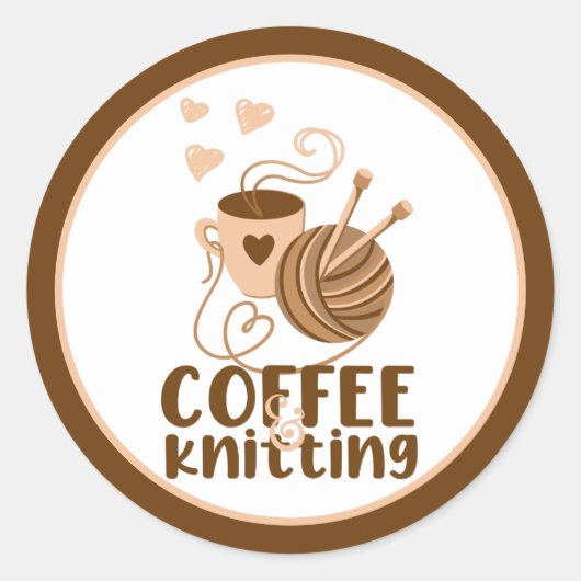 Autocollant café et tricot (Devant)