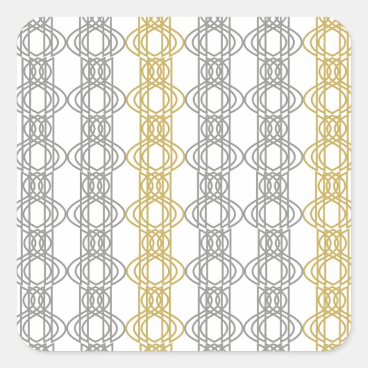 Autocollant carré à motif argent et or (Devant)