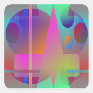 Autocollant Carré Abstrait couleur