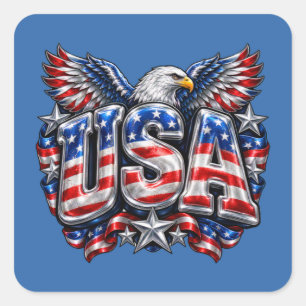 Autocollant carré aigle athlétique USA Puffy 3D br