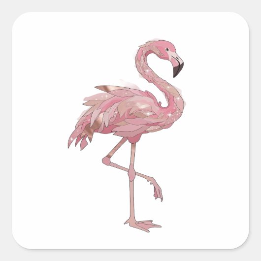 Autocollant carré argent FLAMINGO (Devant)