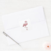 Autocollant carré argent FLAMINGO (Enveloppe)