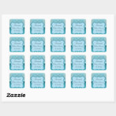 Autocollant Carré Baby shower Damask turquoise (Feuille)