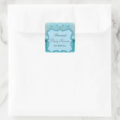 Autocollant Carré Baby shower Damask turquoise (Sac)