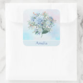 Autocollant Carré bleu Hydrangea Watercolor (Sac)