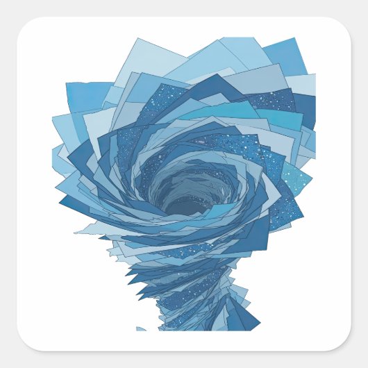 Autocollant carré BLUE TORNADO bleu unique (Devant)