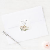 Autocollant Carré Boho Pampas Grass & Beige Floral (Enveloppe)