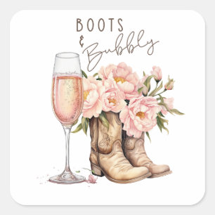 Autocollant carré Boots and Bubbly