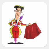 Autocollant Carré Bullfighter Et Red Cape (Devant)