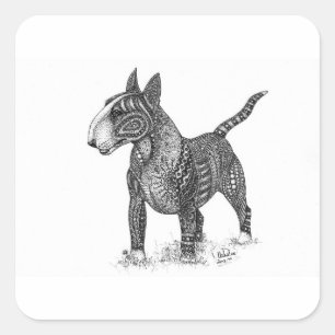 Autocollant carré Bullterrier