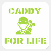 Autocollant Carré Caddy For Life Green Golfer (Devant)