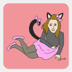 autocollant carré catgirl