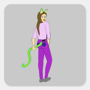 autocollant carré catgirl