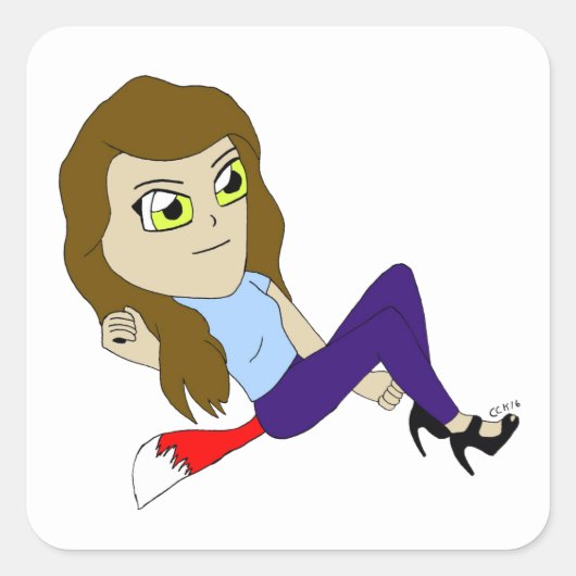 autocollant carré chibi foxy fille (Devant)