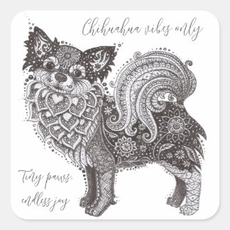 Autocollant carré Chihuahua Vibes