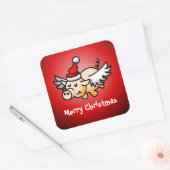 Autocollant carré classique Flying Pig Christmas (Enveloppe)