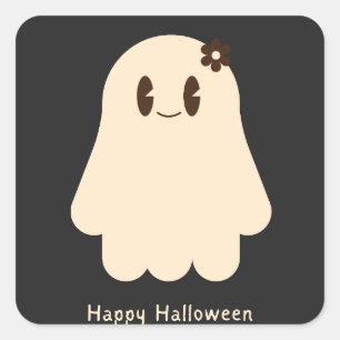 Autocollant carré Cute Pastel Ghost Joy Halloween