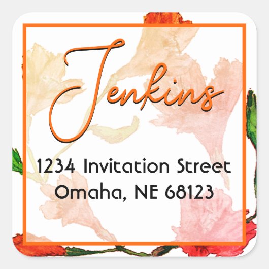 Autocollant Carré d'aquarelle orange (Devant)