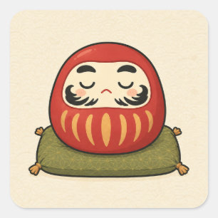 Autocollant carré Daruma dormant