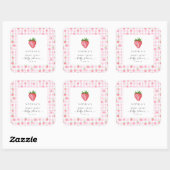 Autocollant Carré de Baby shower de fraise Berry S (Feuille)