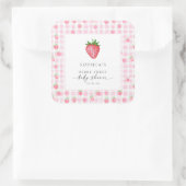 Autocollant Carré de Baby shower de fraise Berry S (Sac)