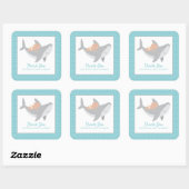 Autocollant Carré de Baby shower de requin doux (Feuille)
