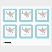 Autocollant Carré de Baby shower de requin doux (Feuille)