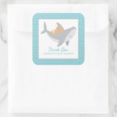 Autocollant Carré de Baby shower de requin doux (Sac)