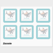Autocollant Carré de Baby shower de requin doux (Feuille)