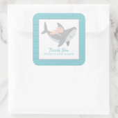 Autocollant Carré de Baby shower de requin doux (Sac)