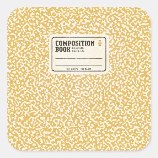 Autocollant Carré de Carnet de composition jaune (Devant)