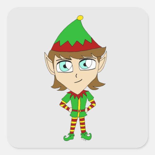 autocollant carré de chibi (Devant)